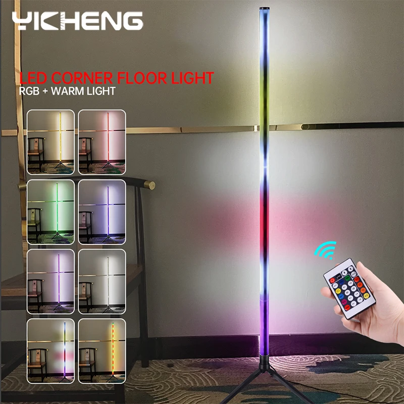 RGB LED Corner Floor Lamp para decoração de casa, Smart App, controle remoto, luz de assoalho moderno, luz quente atmosférica, Table Lamp