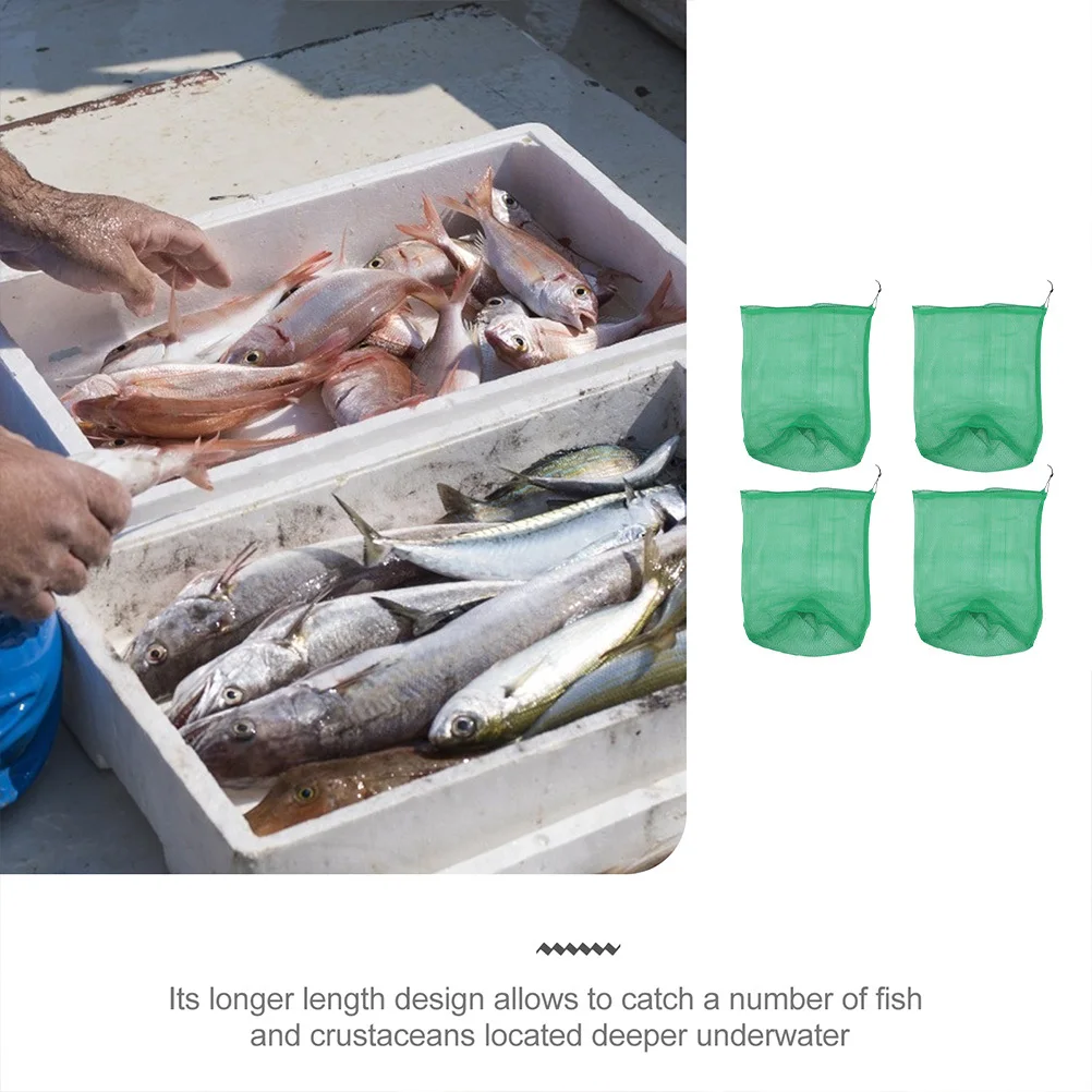 

4Pcs Fishing Net Bag Heavy Duty Waterproof Fish Catcher Net with Drawstring Large Capacity Pouch for Angling and Diving