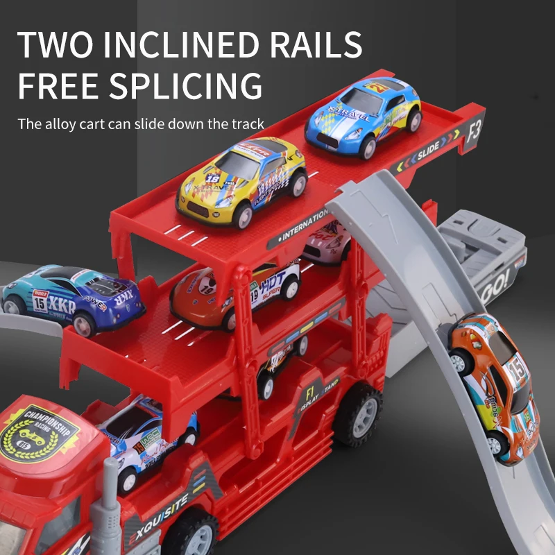 รถบรรทุกของเล่นรถคอนเทนเนอร์รถของเล่นเด็กผู้ชายรถบรรทุกรถบรรทุกของเล่นรถบรรทุกแบบดึงออกได้รถบรรทุกวันฮาโลวีนขอบคุณพระเจ้า