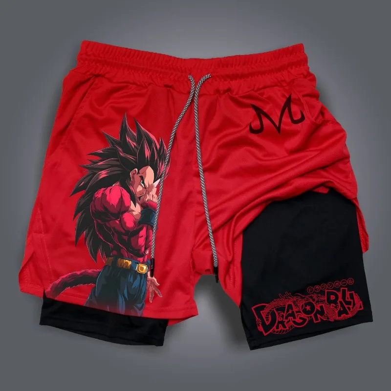 Dragon Ball New Collaboration Shorts for Men Super Saiyan Wukong Beijita, Anime Peripheral Printed Pants Trendy Mid Length Pants