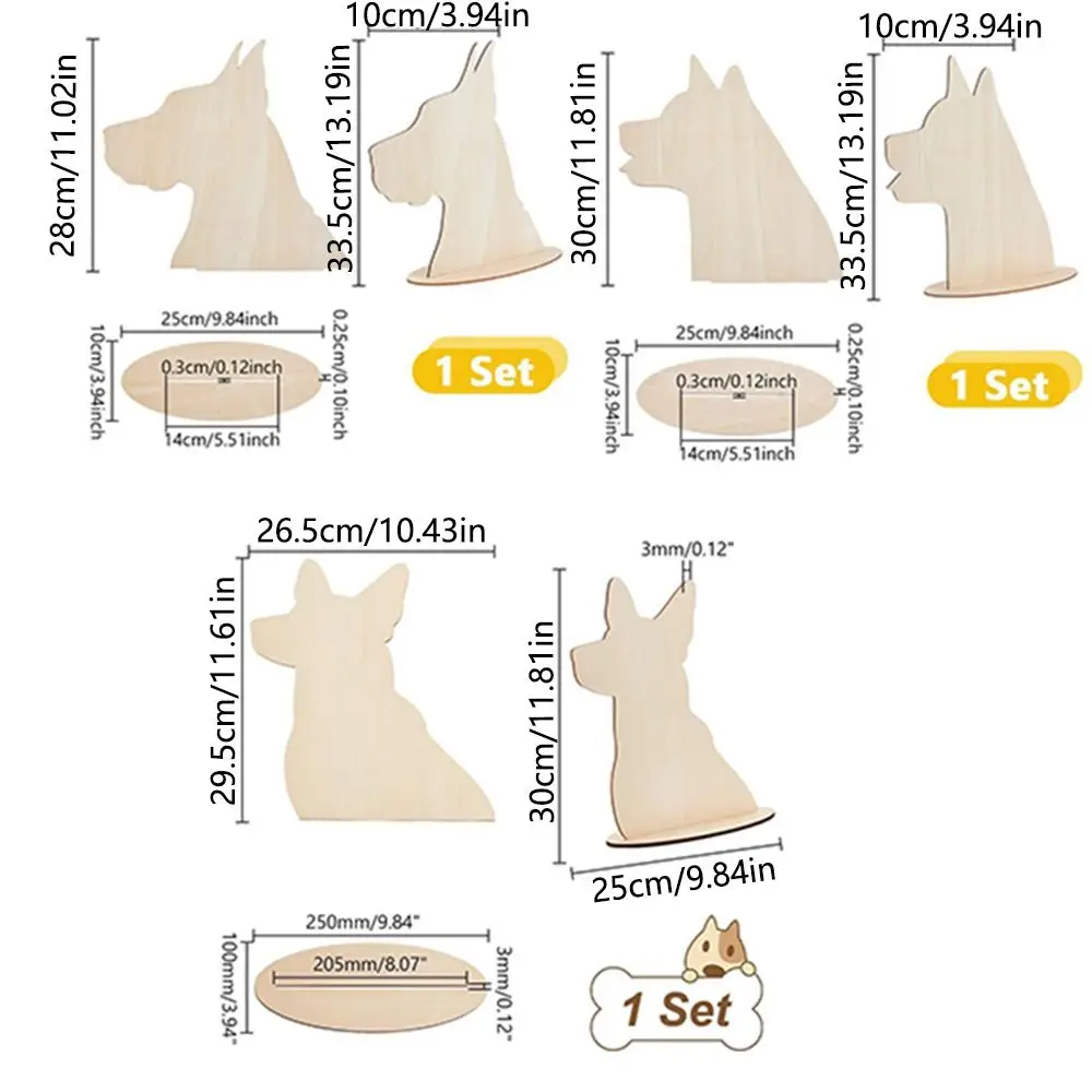DIY الكلب صورة ظلية عرض موقف ديكور سهلة لتجميع الخشب الحيوانات الأليفة مريلة عرض الرف التصوير الدعائم القابلة للإزالة