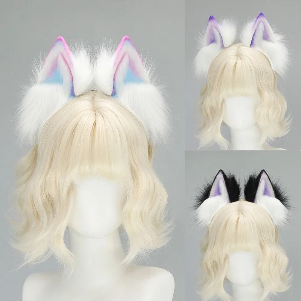 Realistic Cats Ear Hairband With Plush Hairband Gradients Color Design For Women Girls Cosplays Event Themed Parties