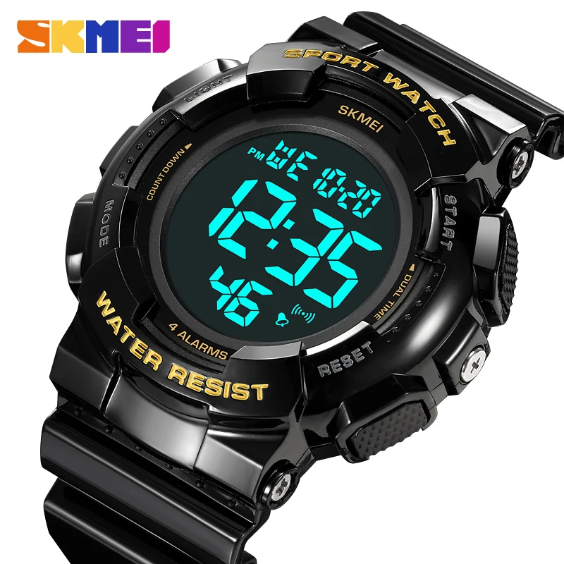 SKMEI Waterproof Sport Watch for Man Luxury Military Stopwatch Countdown Digital Watches Luminous High Volume 4 Alarm Clock