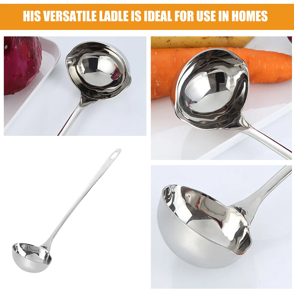 Stainless Steel Belt Spoon with Spout Strainer Hot Pot 201 Household Water Ladle