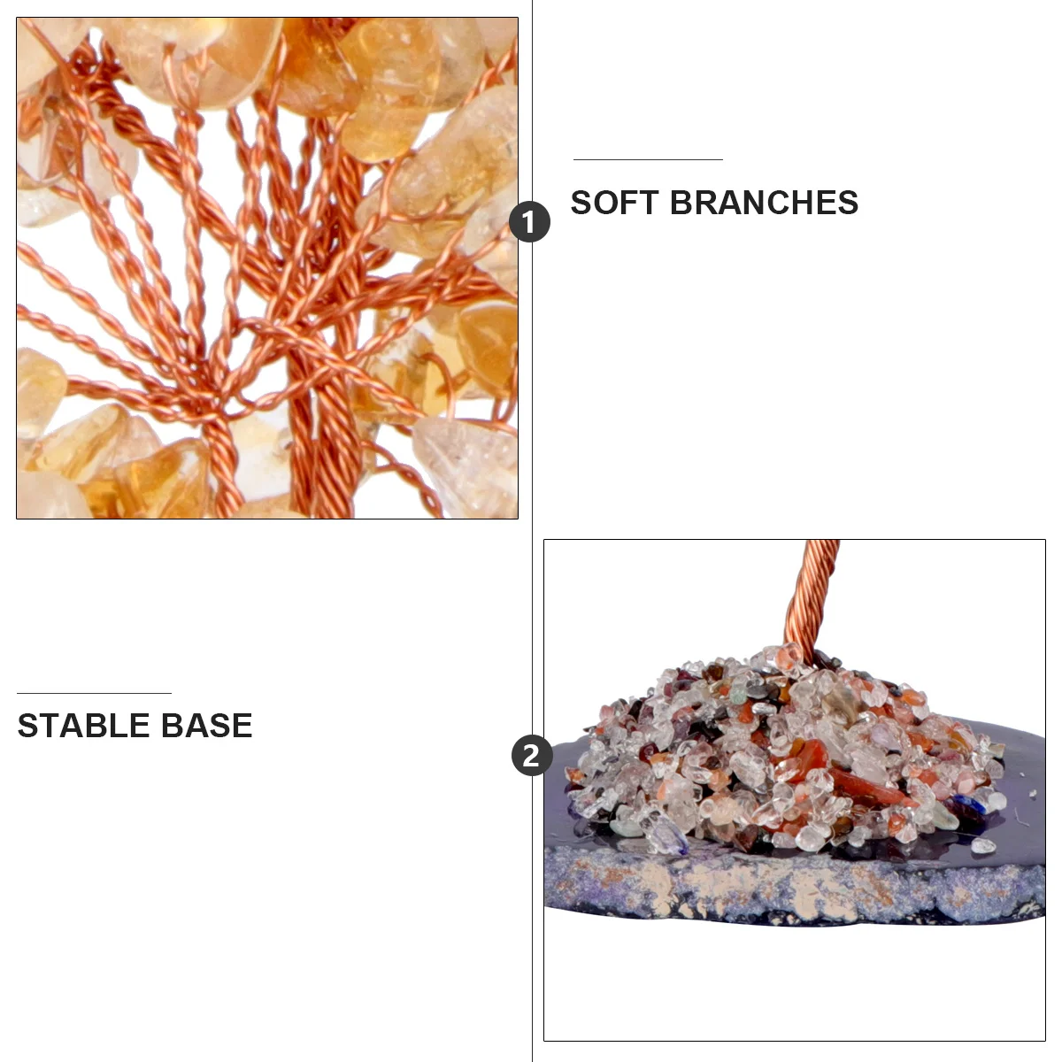 

1Pcs Yellow Crystal Money Tree Feng Shui Ornament Delicate Crystal Bonsai Style Money Bag Decoration Tree Ornaments