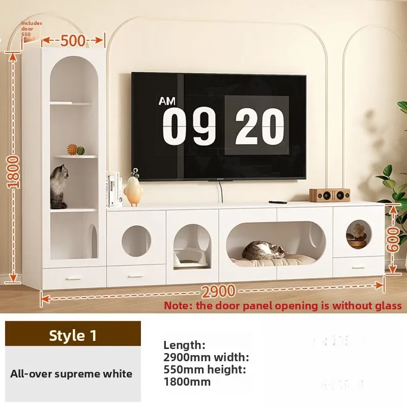 All solid wood cat nest TV cabinet side cabinet combination, people and pets share storage cabinet customization