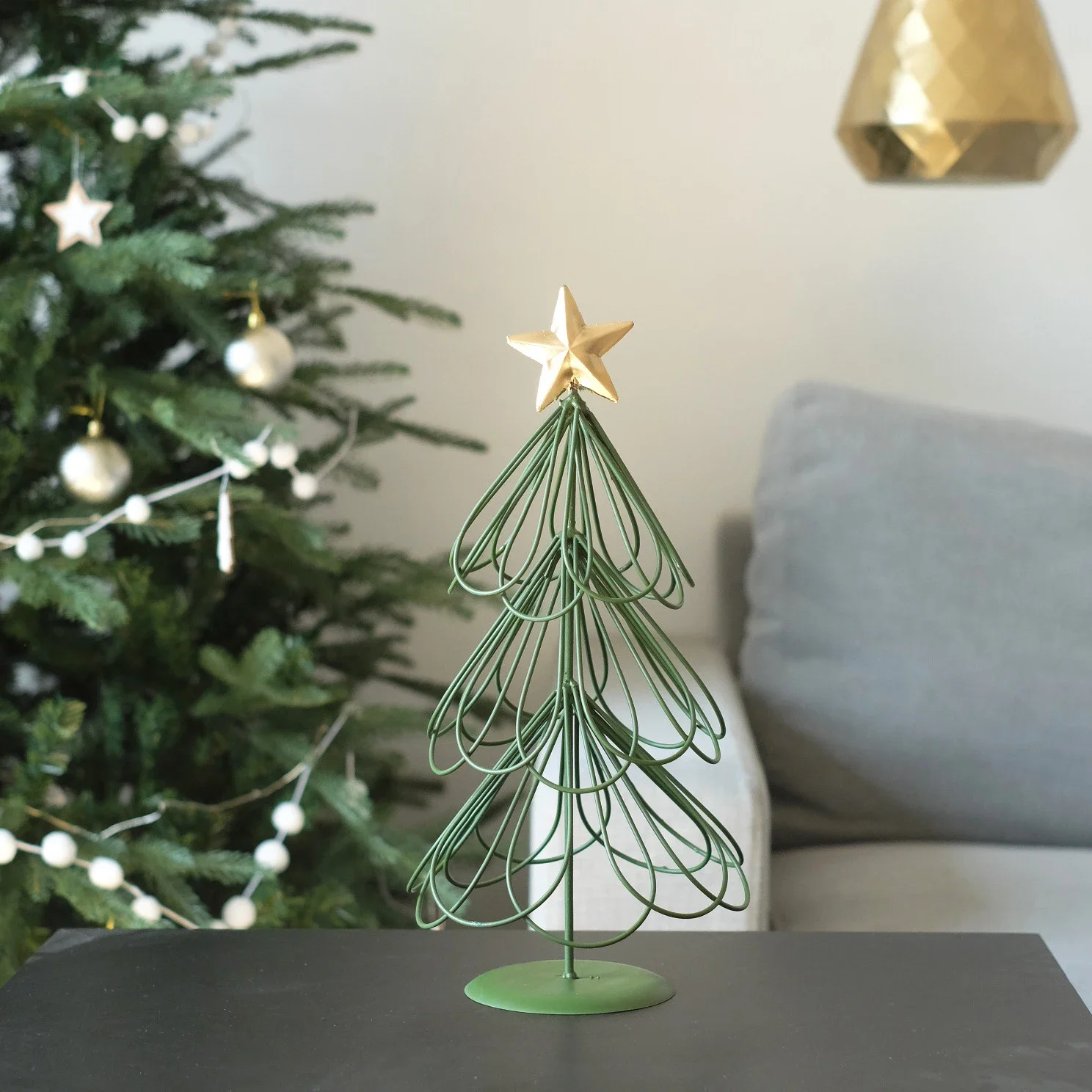 

BG Nordic style ins green line golden tree top star wrought iron wire Christmas tree Christmas decoration gift ornaments