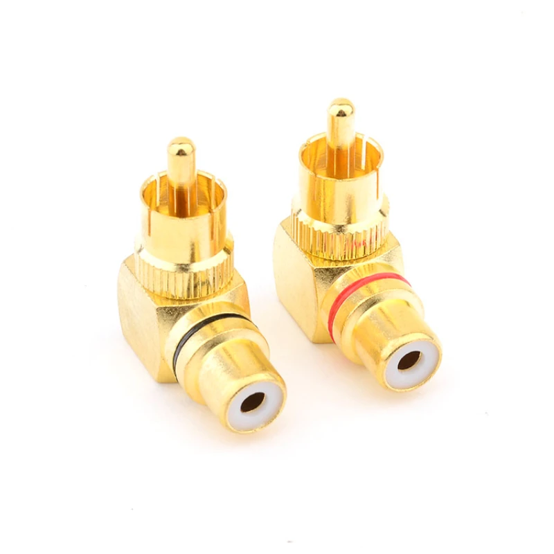 Audiophile RCA Male To Female Plug Copper 90 Degree Angle Audio Adapter