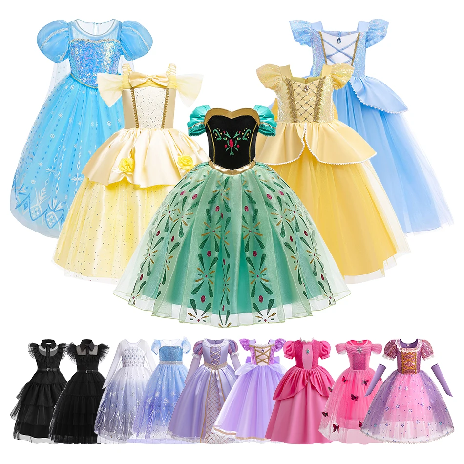 Children Autumn Winter Costume Kids Princess Long Sleeve Dresses Little Girls Halloween Chirstmas Dress Up Performance Lace Gown