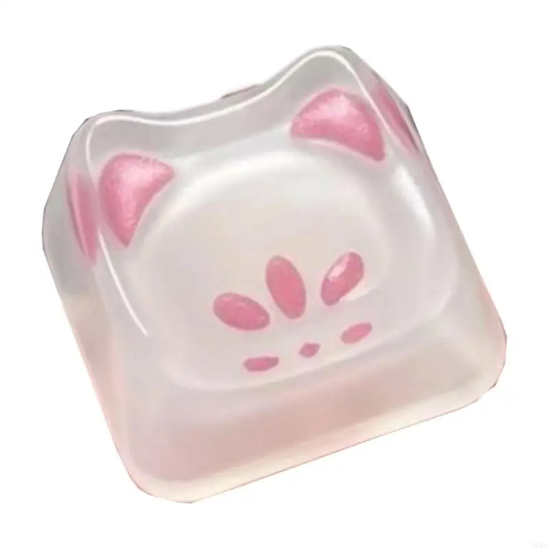 Q6PA OEM R4S Resin Cats Keycap for Mechanical Keyboards, Crosses Stem Accent for Keyboards and Desk Setups