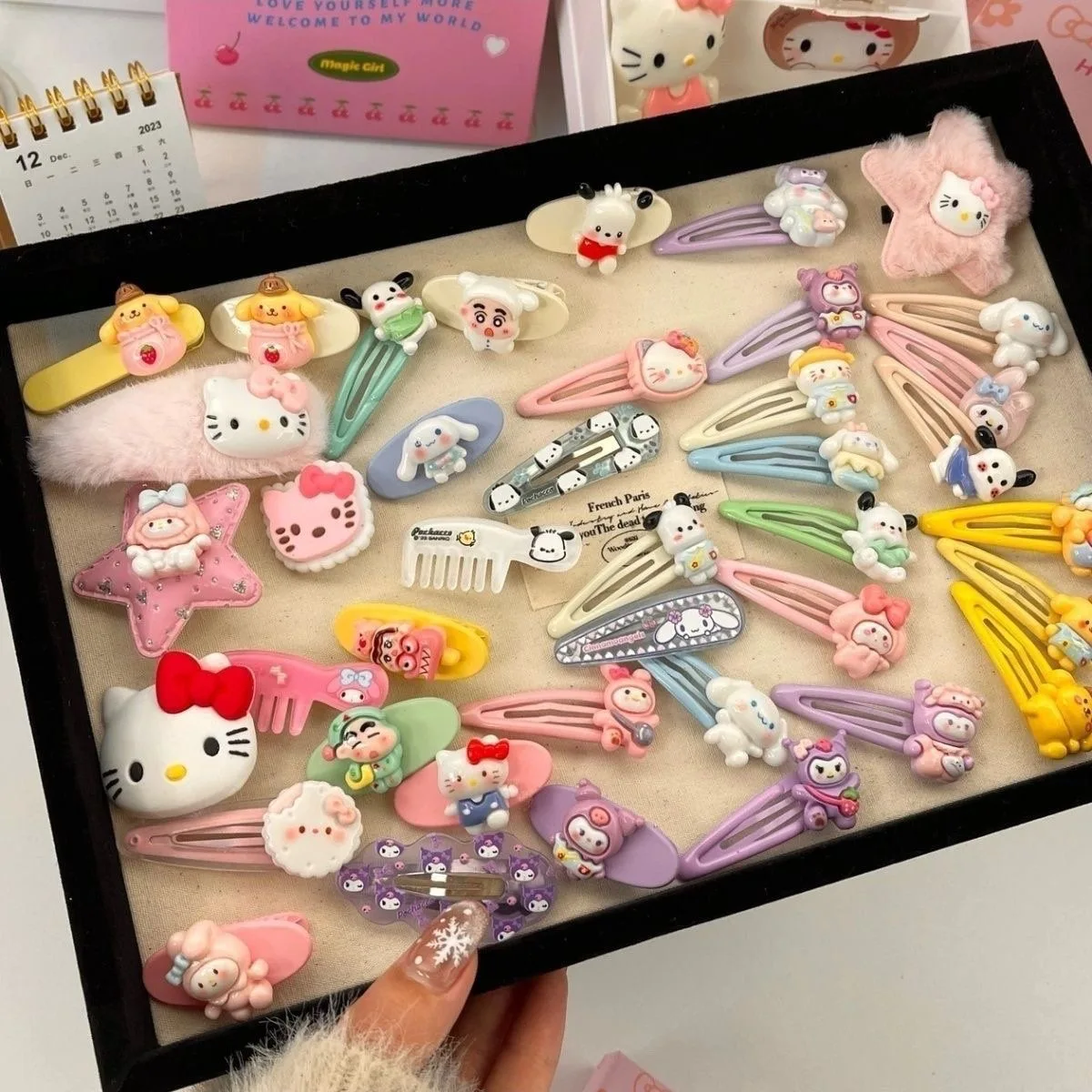 2024 Sanrio Hello Kitty fermaglio per capelli 21 pezzi fermaglio per capelli Hello Kitty 50 accessori per l'anniversario capelli ragazze Kawaii Kuromi Things