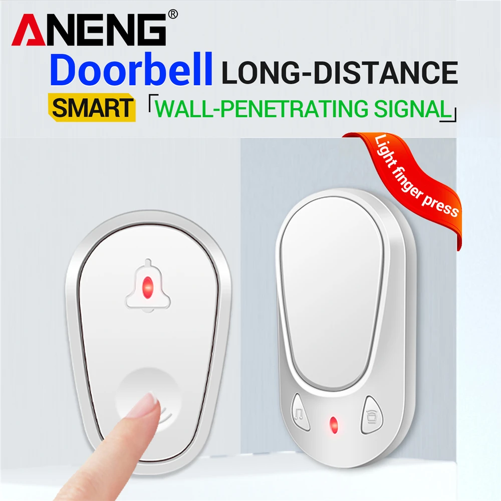 ANENG Smart Wireless Doorbell Remote US Plug Reception High Volume  4 Volume Adjustable Chime Security Alarm Call Door Receive