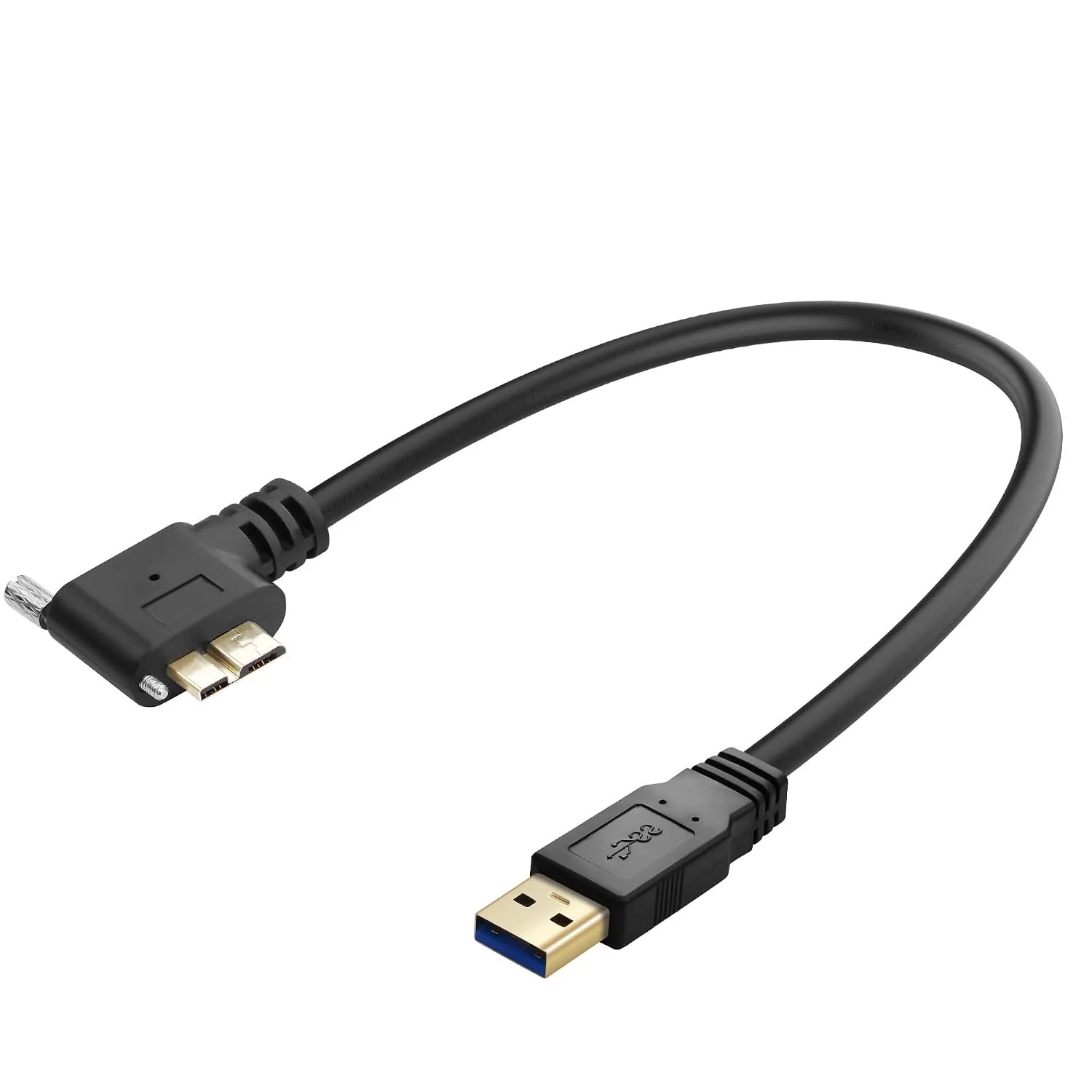 Right Angle USB3.0 Micro B Short Cable 0.3m 1FT, 5Gbps USB A to Micro B Cord for External Hard Disk SSD Camera Laptop Desktop PC