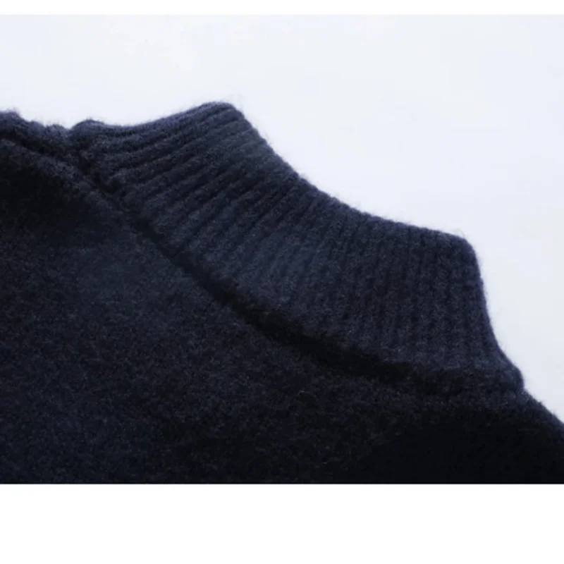 Men's Designer Original Half Zip Knit Sweater Stand Collar Striped Cable Knit Warm Soft Autumn Winter Casual Pullover Men's Wear