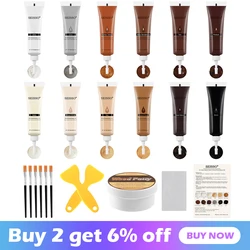Furniture Scratch Repair Kit, Wood Putty Repair Kit, with 12 Color Repair Cream and 1 Repair Putty, for Wood Floors, Cabinet