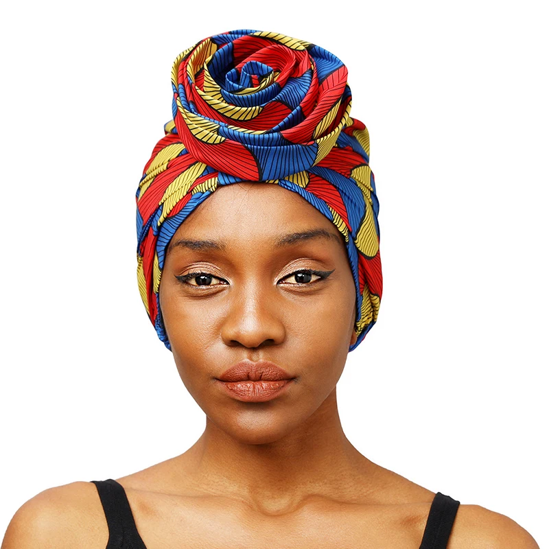 Turbante forrado de satén con estampado africano para mujer, sombrero de flores de inmersión, todo tipo de gorras étnicas populares multifunción