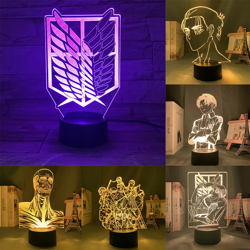 Anime Attack on Titan Eren Yeager 3d Nightlight for Room Decor Cartoon Shingeki No Kyojin Led Beside Lamp Kids Birthday Gift
