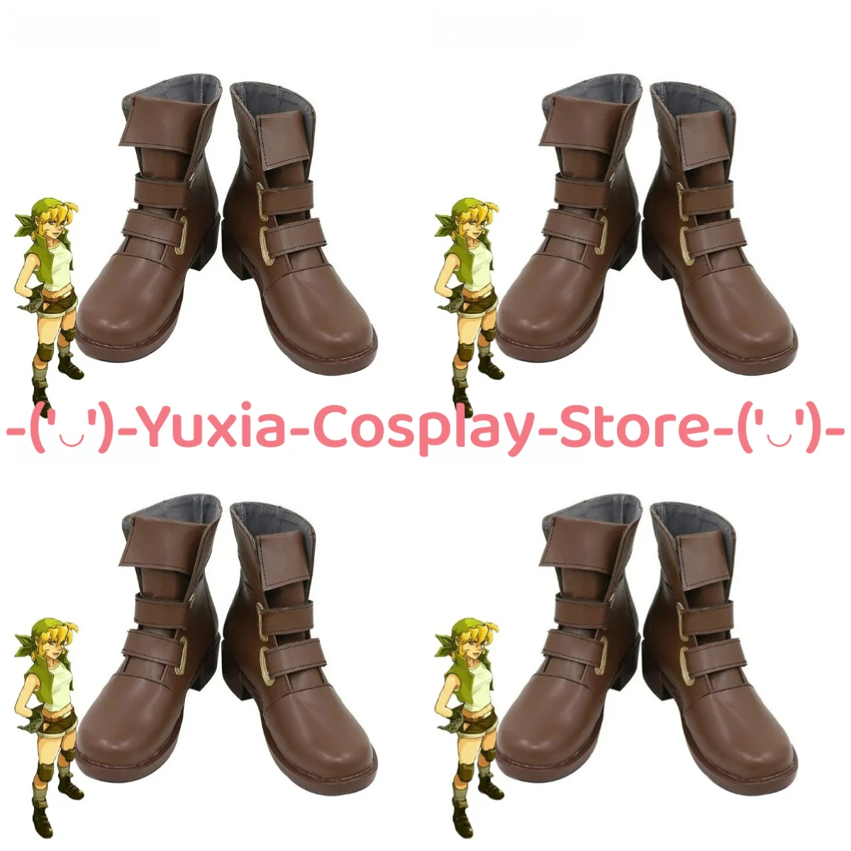 

Yuxiacosplay! Metal Slug Eri Kasamoto Cosplay Shoes Anime Game Character Prop PU Leather Boots Halloween Carnival Party Costume