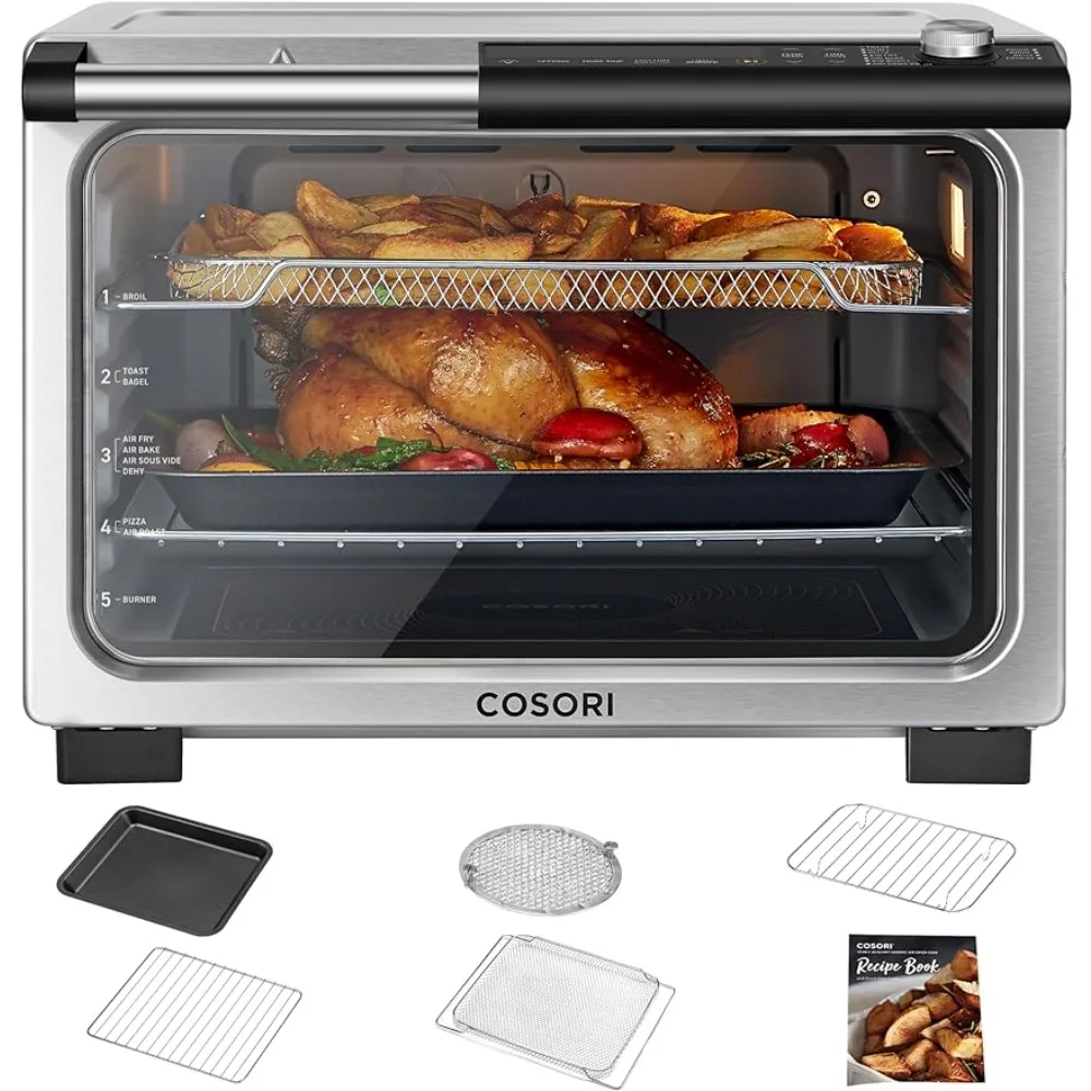 

11-in-1 26-Quart Ceramic Air Fryer Toaster Oven Combo, Flat-Sealed Heating Elements for Easy Cleanup, Innovative Burner Function