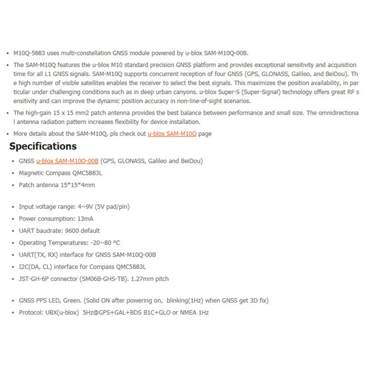 ABJG-20X20mm M10Q-5883 GNSS GPS وحدة البوصلة المغناطيسية QMC5883L M8Q لطائرة RC FPV حرة