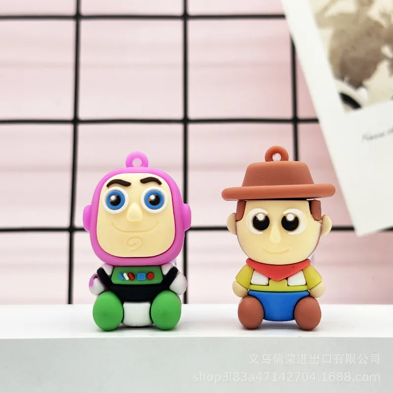 Cartoon Toy Story Portachiavi Ciondolo Gomma morbida Orso fragola Occhi grandi Ragazzo Scatola cieca Ornamento