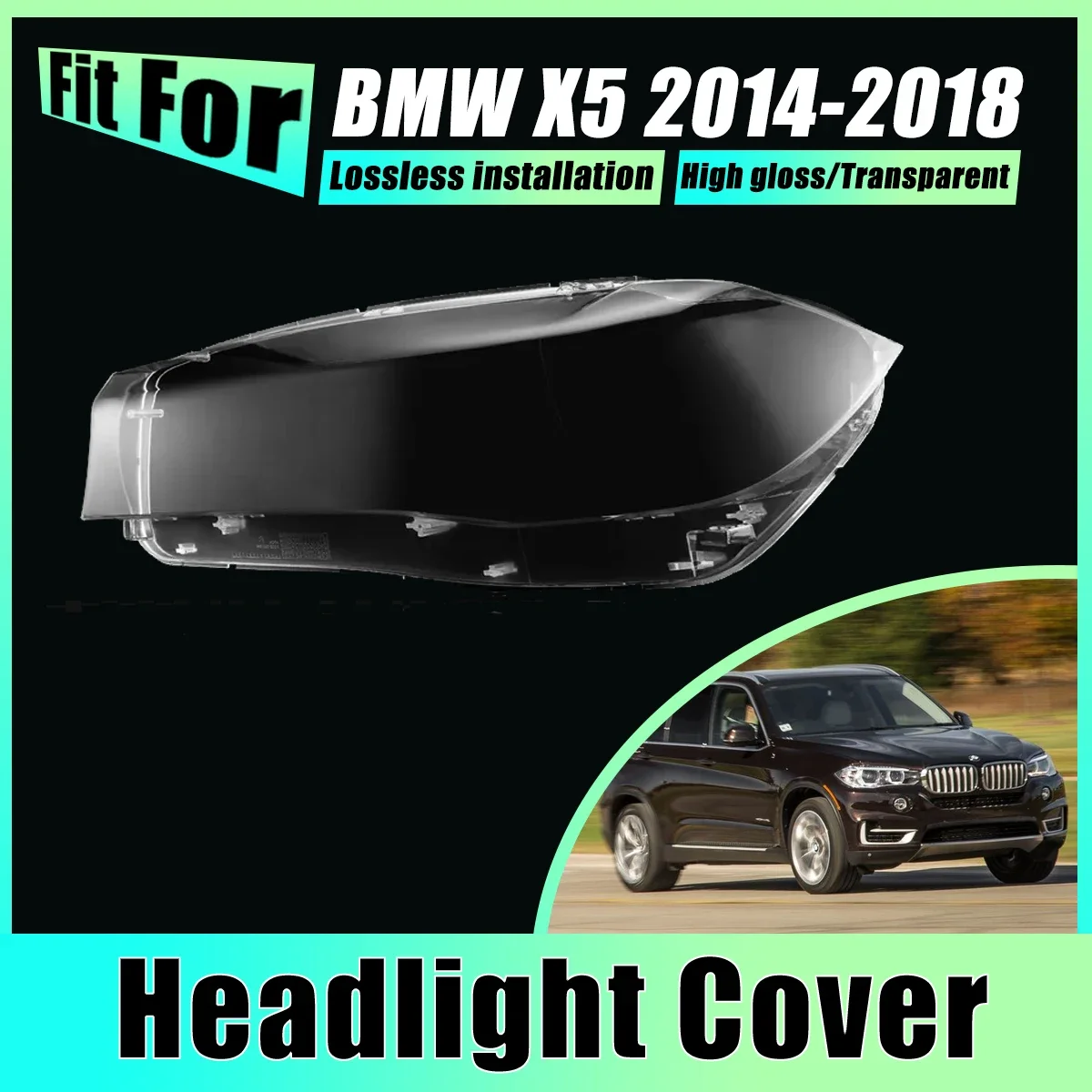 

LH RH Headlight Cover For BMW X5 2014-2018 F15 F16 Head Light Cap Transparent Front Lens Fog Lampshade Headlamp Car Accessories