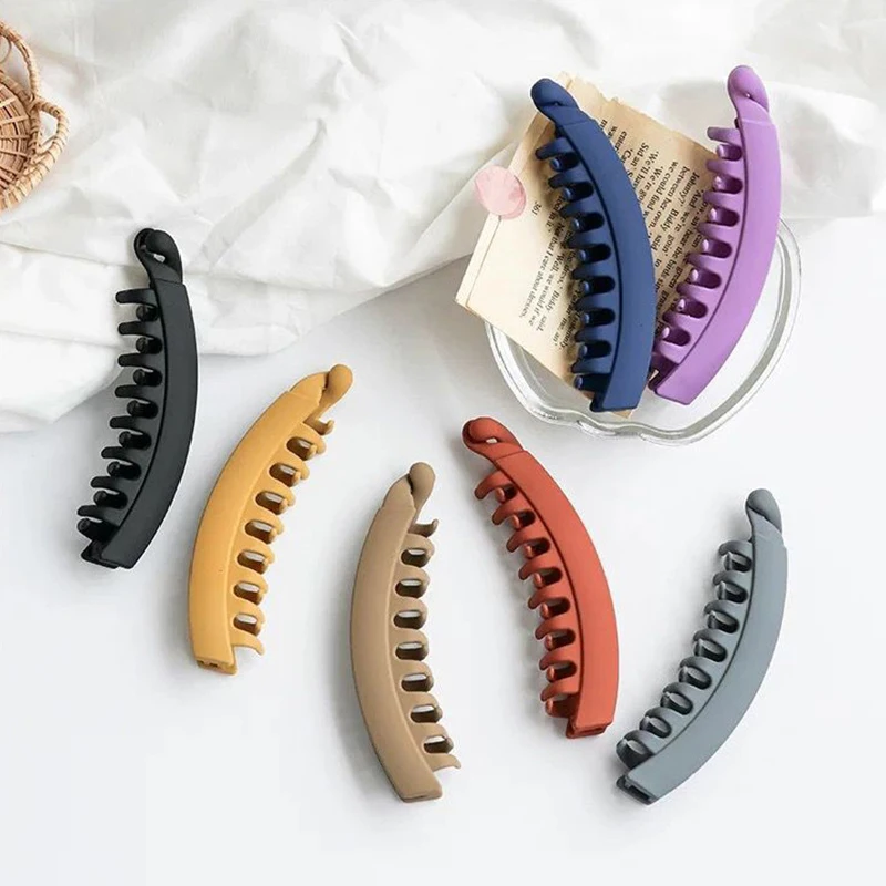 New Simple Claw Clip Frosted Color One-word Clip Banana Ponytail Hair Clip With Teeth Hair Clip Women Fashion Hair Accessories