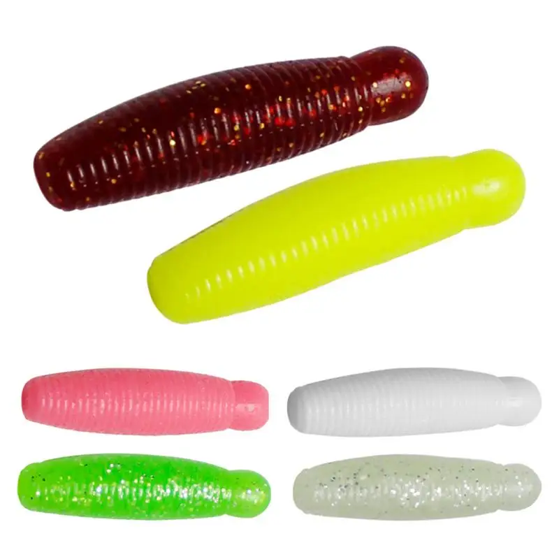 Worm Fishing Soft Bait 10pcs Soft Maggot Baits Worm Fishing Lures Elastic High-Performance Fishing Bait And Lure For Freshwater