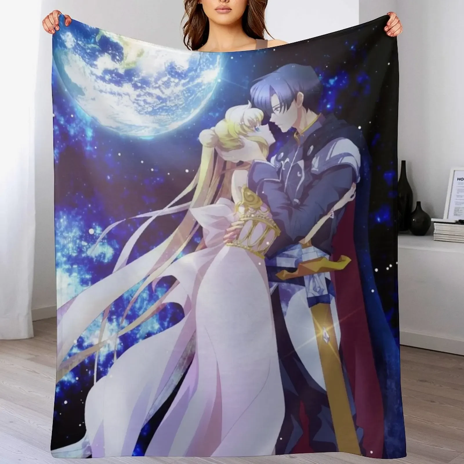 Princess Serenity And Tuxedo Mask Throw Blanket wednesday Beautifuls Blankets