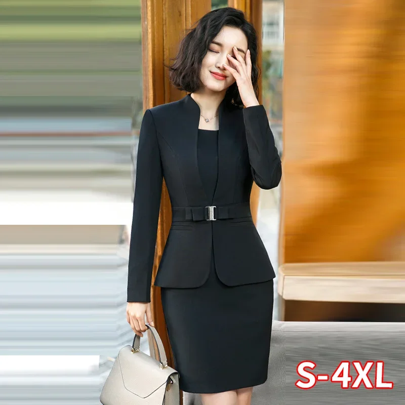 Formal Office Pant Suit For Womens Blazers Pant Set Long Sleeve Uniform Elegant Feminino Business Formal Work Suit oversize 4XL