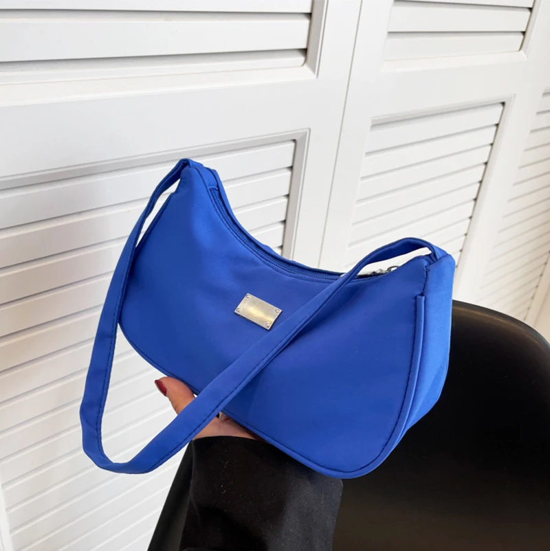 2023 New Fashion Women\'s Handbags Retro Nylon Underarm Bag Casual Women Shoulder Bags Solid Color Female Hobos Shopping Bag