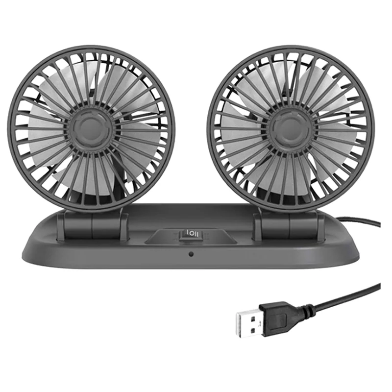 Ventilateur électrique multifonction à double tête, ventilateur de voiture, vent de bain de camion, interface USB