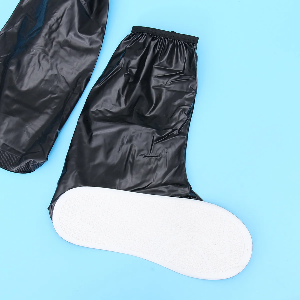 

Men's Reusable Foldable Zippered Non-Slip PVC Rainproof High-Top Overshoes Waterproof Shoe Covers Size Xxl Black