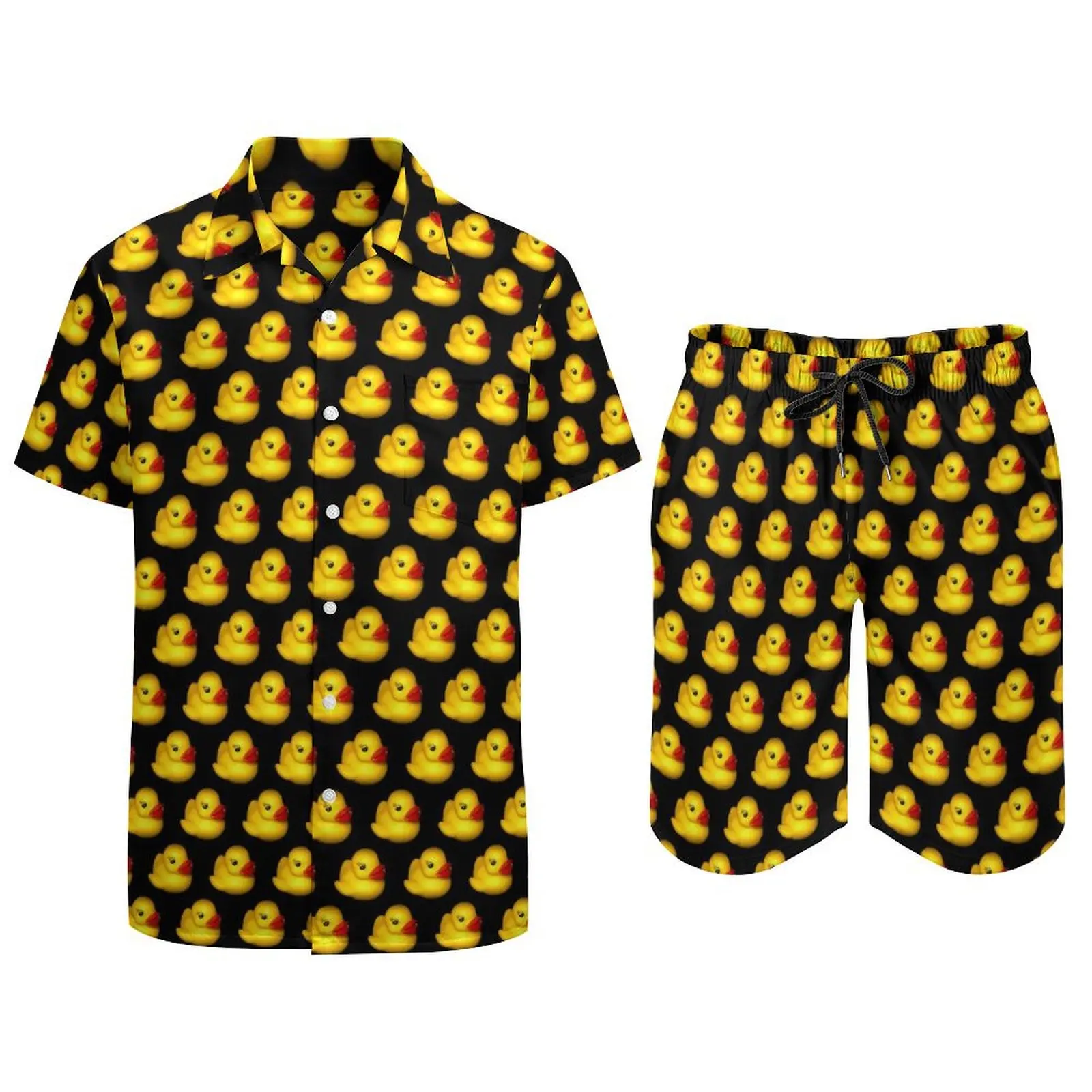 Gummi Enten Strand Männer setzt gelbe Tier Freizeit hemd Set Sommer Grafik Shorts 2 Stück coolen Anzug große Größe 2xl 3xl