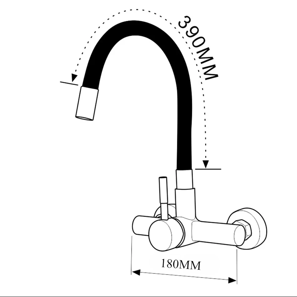 Grifo de cocina montado en la pared, tubo de silicona giratorio Universal de acero inoxidable 304, mezclador de agua fría y caliente, grifos para lavabo