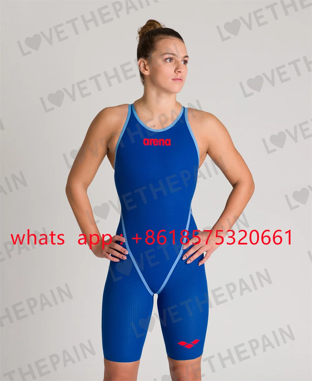 New Women Swimsuit Open-back One Piece Knee-length Competition Training Racing Swimmers Tech Suit F1triathlon Sports Swimwear