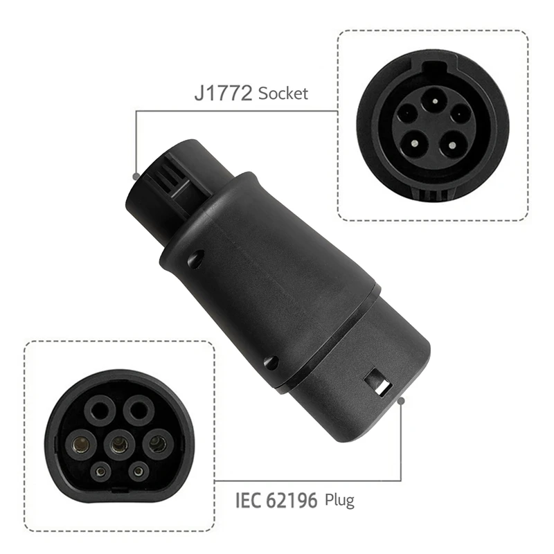 EVSE J1772 Adaptor Type 1 To Type 2 Socket Electric Vehicle Car EV Charger Connector IEC 62196 Adapter For Cars Vehicle