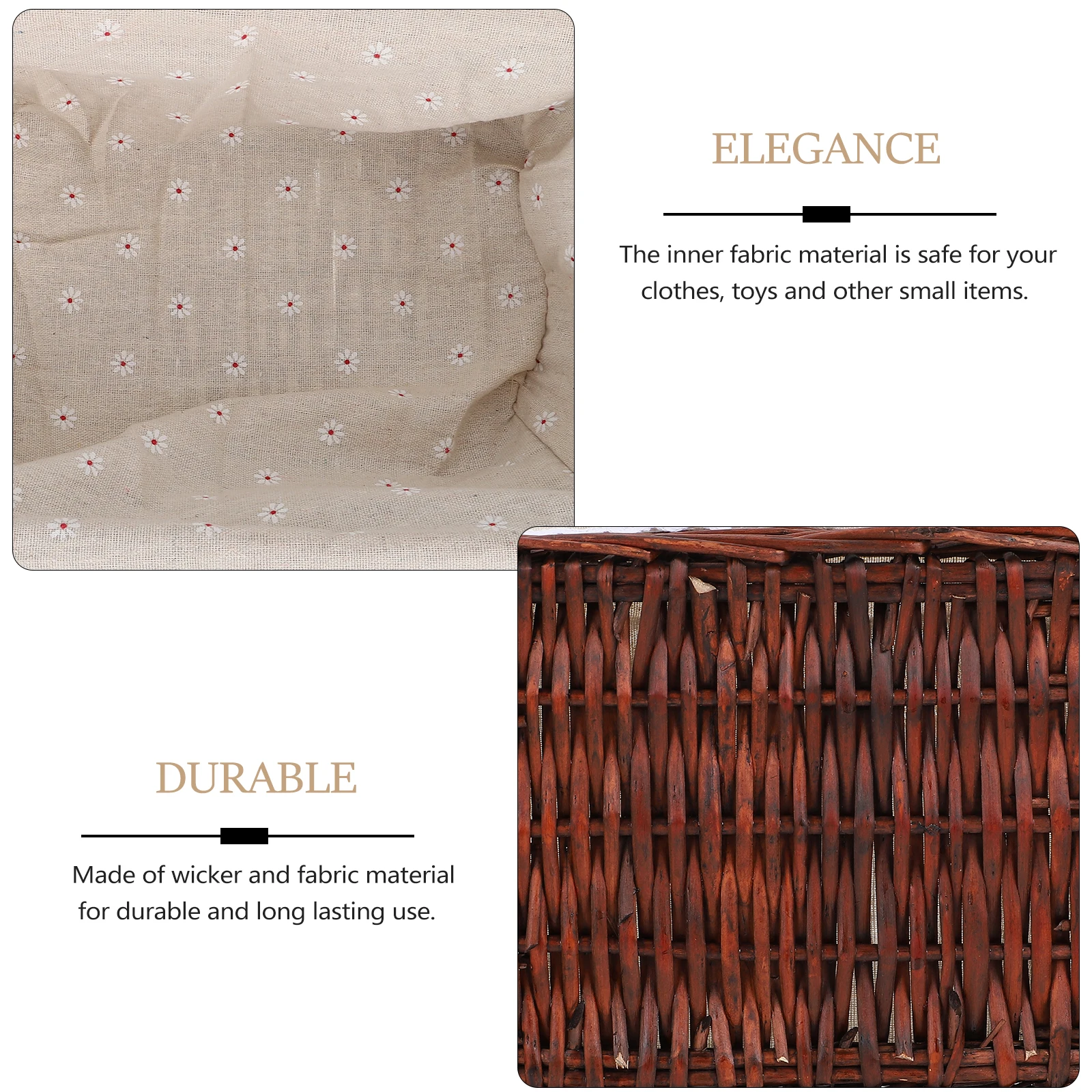 

30*20*12Cm Wicker Brown Large Capacity Fabric Lined Storage Basket For Home Kitchen Closet Laundry Organizer Sundries Sorting