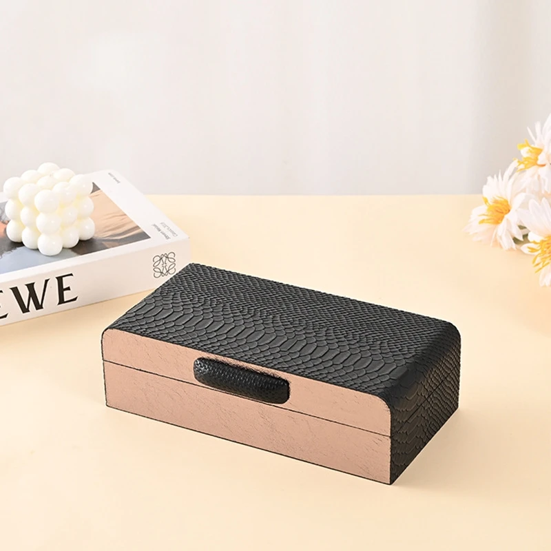 Modern Simple New Chinese Luxury Leather Storage Box Model Room Jewelry Box Soft Decoration Crafts