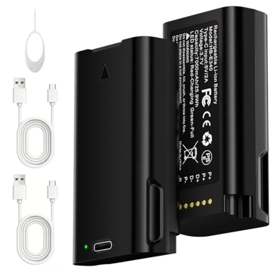 

2-Pack Replacement Battery for eufy Video Doorbell E340: 7000mAh Li-ion, Type-C Charging, Black, Multi-Protection Backup Power