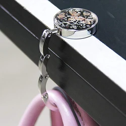 Table Handbag Hanger Alloy Foldable Restaurant Backpack Clasp Holder Travel School Hanging Bag Hook Flower Decorative