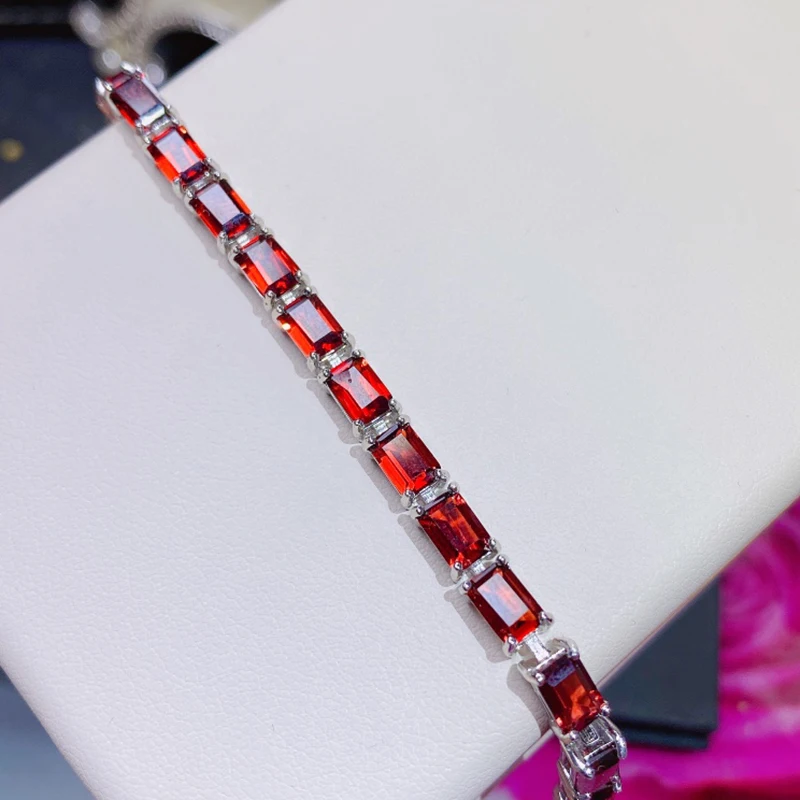 

Natural Red Garnet Bracelet for women silver 925 jewelry luxury gem stones 18k gold plated free shiping items