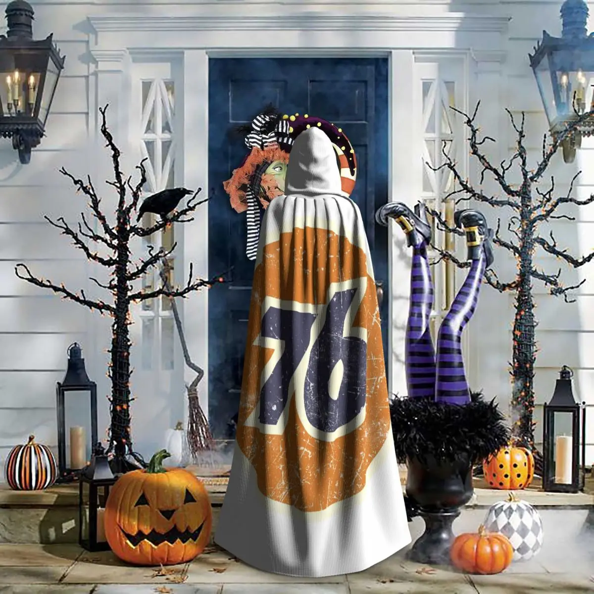 76 Oil Union Vintage Long Hooded Cloak Witch Medieval Costume Cosplay Cape HalloweenVampire Adult Unisex - view 6