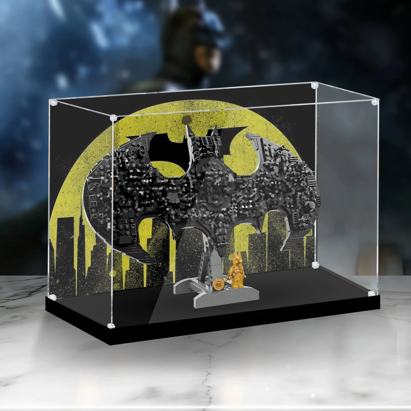 For LEGO 76330 Batman Logo Premium Acrylic Display Case, Crystal Clear Dustproof Storage Box