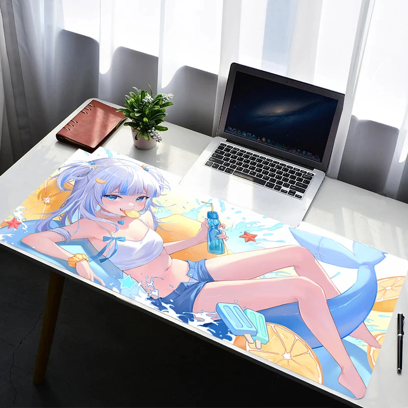 

Mouse Pad Laptop Rubber Extended Desktop Mat Computer Gamer Mousepad PC Hololive Gawr Gura Gaming Accessories Keyboard Pad