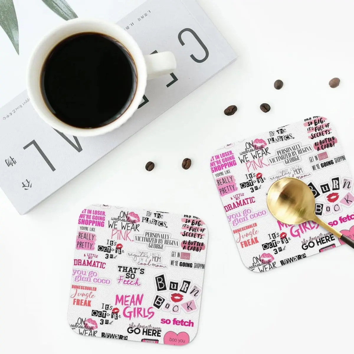 

Книга ожогов - подставки для девочек, кухонные салфетки, нескользящие изоляционные коврики для чашек, кофейные коврики для декора, домашняя посуда, подушечки, набор из 4 шт.