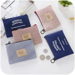 Cute Wallet Women Fabric Key portamonete Cartoon Square Mini Coin Pouch lettera stampa a righe Zipper Canvas Bags for Girls