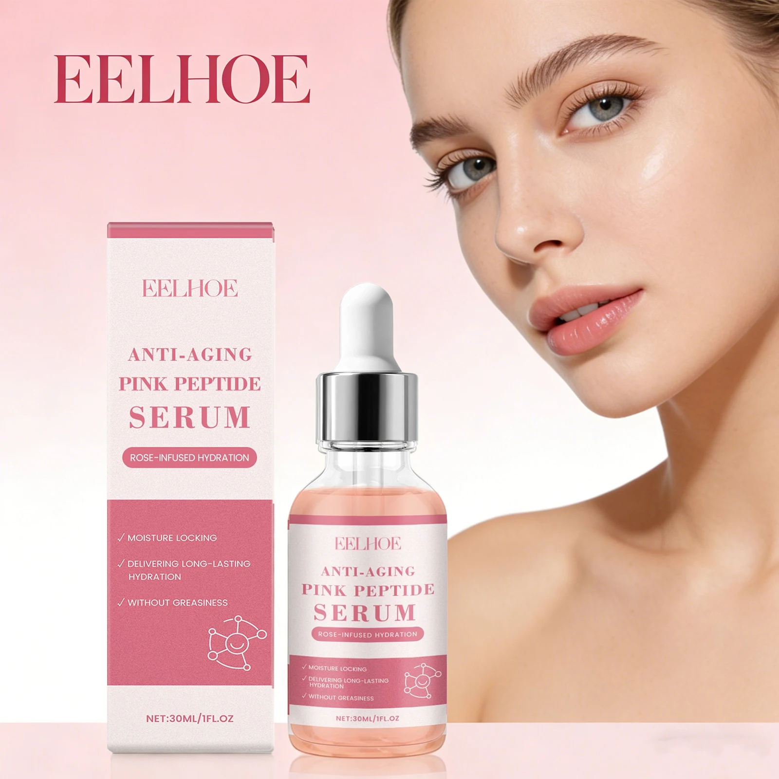 

Pink Peptide Facial Serum Fade Melanin Shrink Pores Lifting Smoothing Whitening Face Essence Liquid Moisturizing Face Skin Care