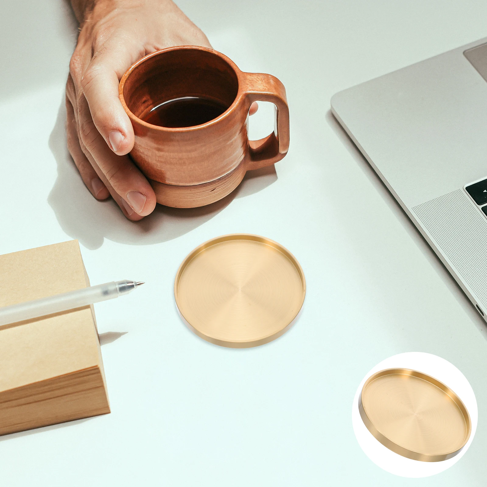 

5pcs Copper Premium Brass Tea Cup Mats Mug Saucers Vintage Drink Coasters For Home Office Hotel Retro Tea Room Coasters