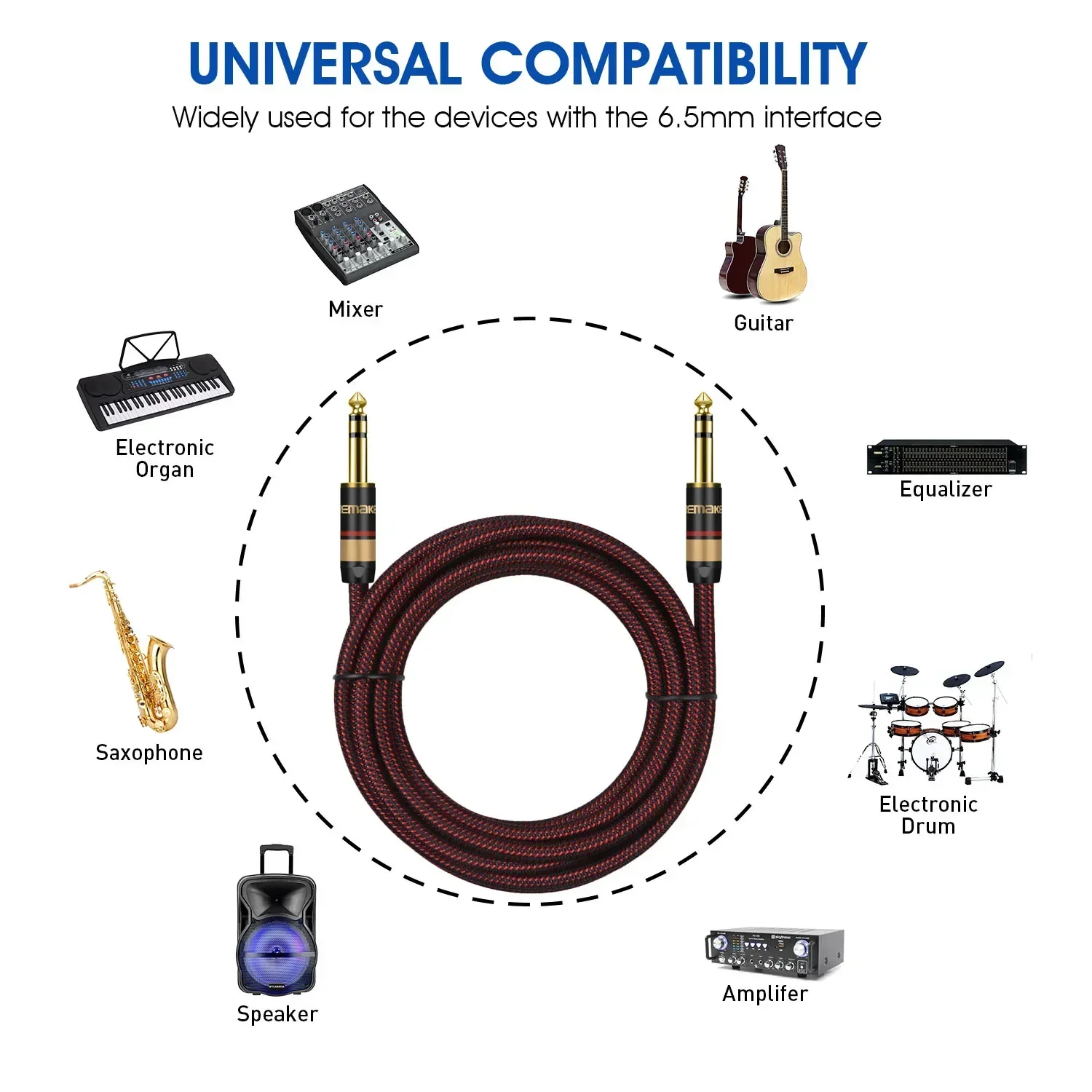 Radio Hifi linia Audio TRS 1/4 Cal z męskiego na męskie wzmacniacz gitarowy przewód 6.5mm do 6.5mm, do gitary Sax głośnik wzmacniacz mikser korektor